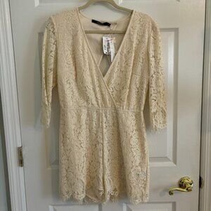 Ark & Co. Cream Lace Romper